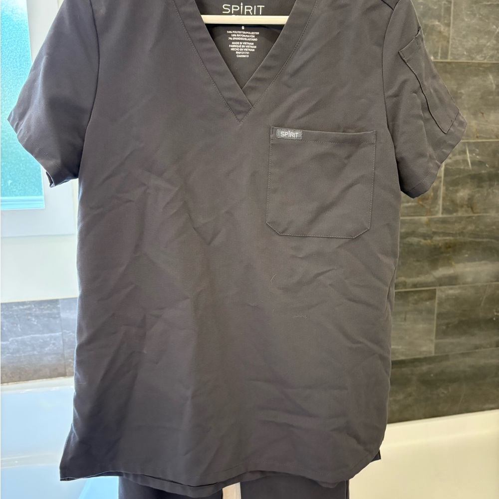 Spirit Women's Charcoal Gray Scrub top